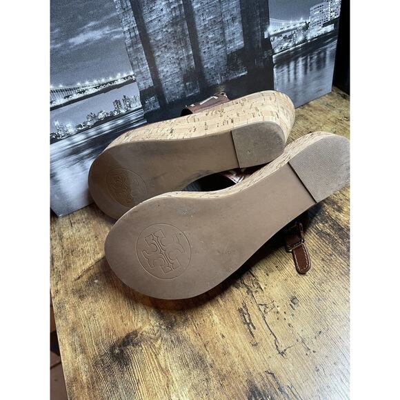 Tory Burch‎ Regan Cork Wedge Brown Leather Sandal's Women's Size US 6M - Picture 10 of 10